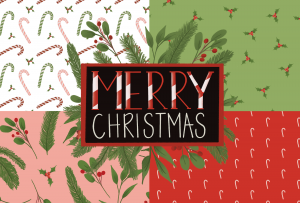 christmas hand lettering and pattern by christie bryant